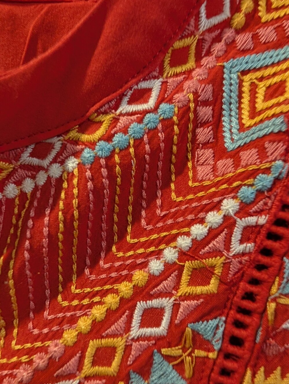 Savanna Jane Embroidered Boho Peasant Top Tassel Tie Medium - Picture 7 of 12